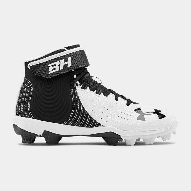 Under Armour Harper 4 Mid RM Jr. - Chlapcenske Baseballová Obuv - Čierne/Biele